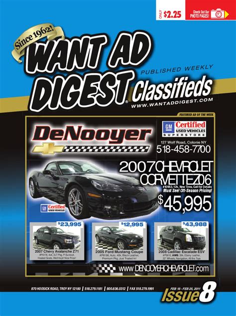 Want ad digest albany - Trusted since 1962 the Want Ad Digest offers classified items for sale from sellers all over New York, Vermont, Massachusetts, Connecticut, New Jersey and many more states. Online shoppers looking for new and used cars for sale online or other big ticket items should check out our growing number of classified ads to find the right car, truck ...